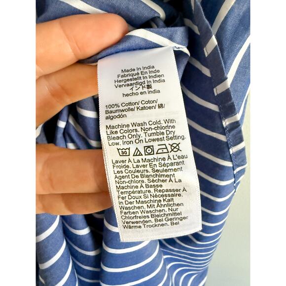 J.Crew | NWOT Cerise shirtdress in striped poplin in Deep Sea Stripes | Sz 2 - Picture 7 of 10
